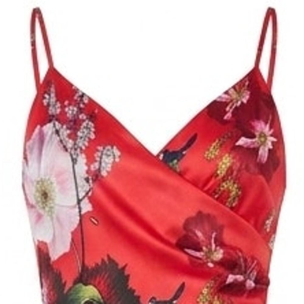 Ted Baker Red Floral Wide Leg Jumpsuit | Size 4 - Picture 3 of 9